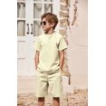 thumbnail image 3 of Arshiner Boy's 2 Pieces Summer Shorts Outfits Linen Set Casual Henley Shirts Short Sleeve Top and Short, 3 of 8