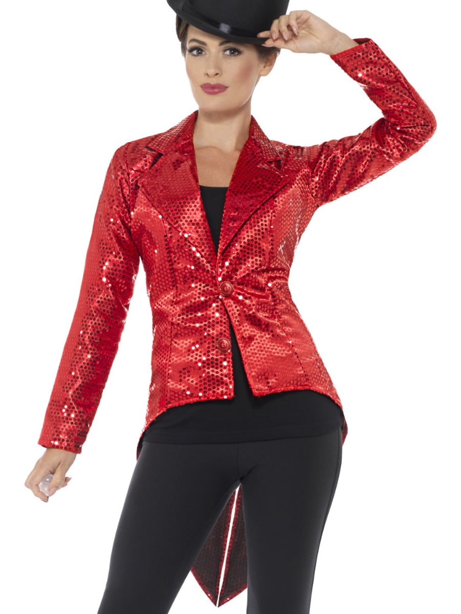 Smiffy's Costumes Women's Red Sequin Magician Showrunner Tailcoat