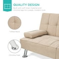 thumbnail image 6 of Best Choice Products Modern Linen Convertible Futon Sofa Bed w/ Removable Armrests, Metal Legs, Cupholders - Beige, 6 of 8