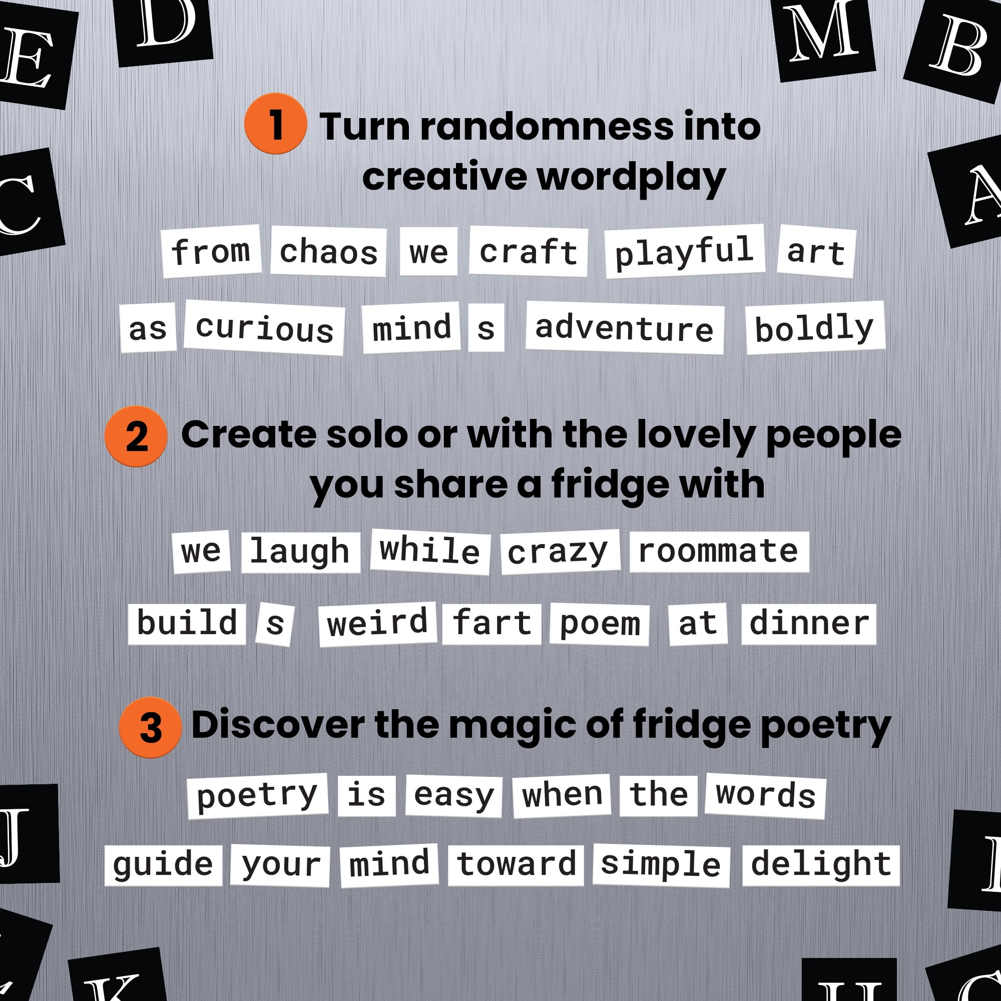 Poetry Tiles Essential Kit - 797 Word Magnets for Fridge Poetry and Silly Magnetic Messages - Get Creative, Express Yourself, and Make Others Laugh at Your Witty Words