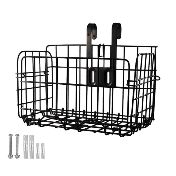 Folding Rear Bike Basket Wire Mesh Fold-Up Detachable Bicycle Front Cargo Rack, Black