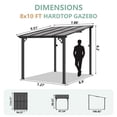 thumbnail image 4 of LazySunsets 8'x10' Hardtop Gazebo for Patio, Wall Mounted Gazebos Pergola with Sloped Roof, Outdoor Lean to Pergola, Heavy Duty Awnings for Small Space Decks, Black, 4 of 7