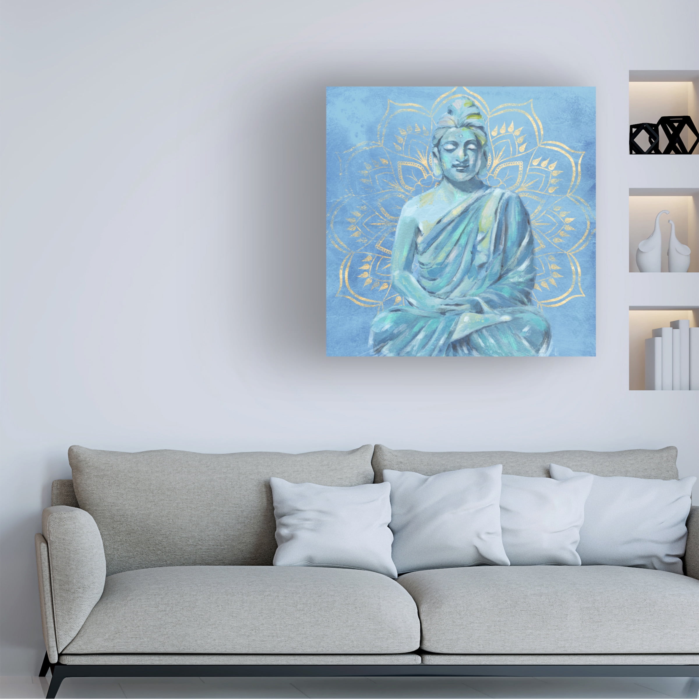 Annie Warren 'Buddha on Blue II' Canvas Art