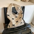 thumbnail image 2 of Pink Crochet Tote Coquette Bow Aesthetic Hobo Bag for Women Beach Mesh Knitted Shoulder Bag Boho Shoulder Handbag, 2 of 7