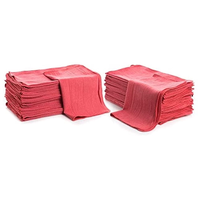 Simpli-Magic 79101 Shop Towels, 14"x12", 50 Pack, Cotton, Red