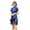 Blue XXL, variant on Women Summer Cheongsam Stand Collar Dragon Phoenix Print Split Hem Qipao Slim Fit Retro Chinese Style Above Knee Length Wedding Party Cocktail Dress