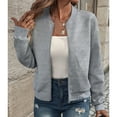 thumbnail image 6 of Women's Baseball Jackets Zip Up Bomberes Jackets Casual Long Sleeve Outerwear Windbreaker, 6 of 9