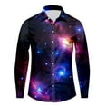 thumbnail image 4 of Mens Shirts Casual Plus Size Loose Full Carnival Digital Print Lapel Long Sleeve Button Down Blouses Loose Dress Shirts for Men Dark Purple XXXL, 4 of 4