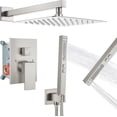 thumbnail image 4 of Shower Faucet Set Rainfall Shower System with Square Showerhead and Handle Set Fixture with in Function Handheld Sprayer Wall Mounted Trim Repair Kit Rough-in Valve  Polish Chrome, 4 of 4