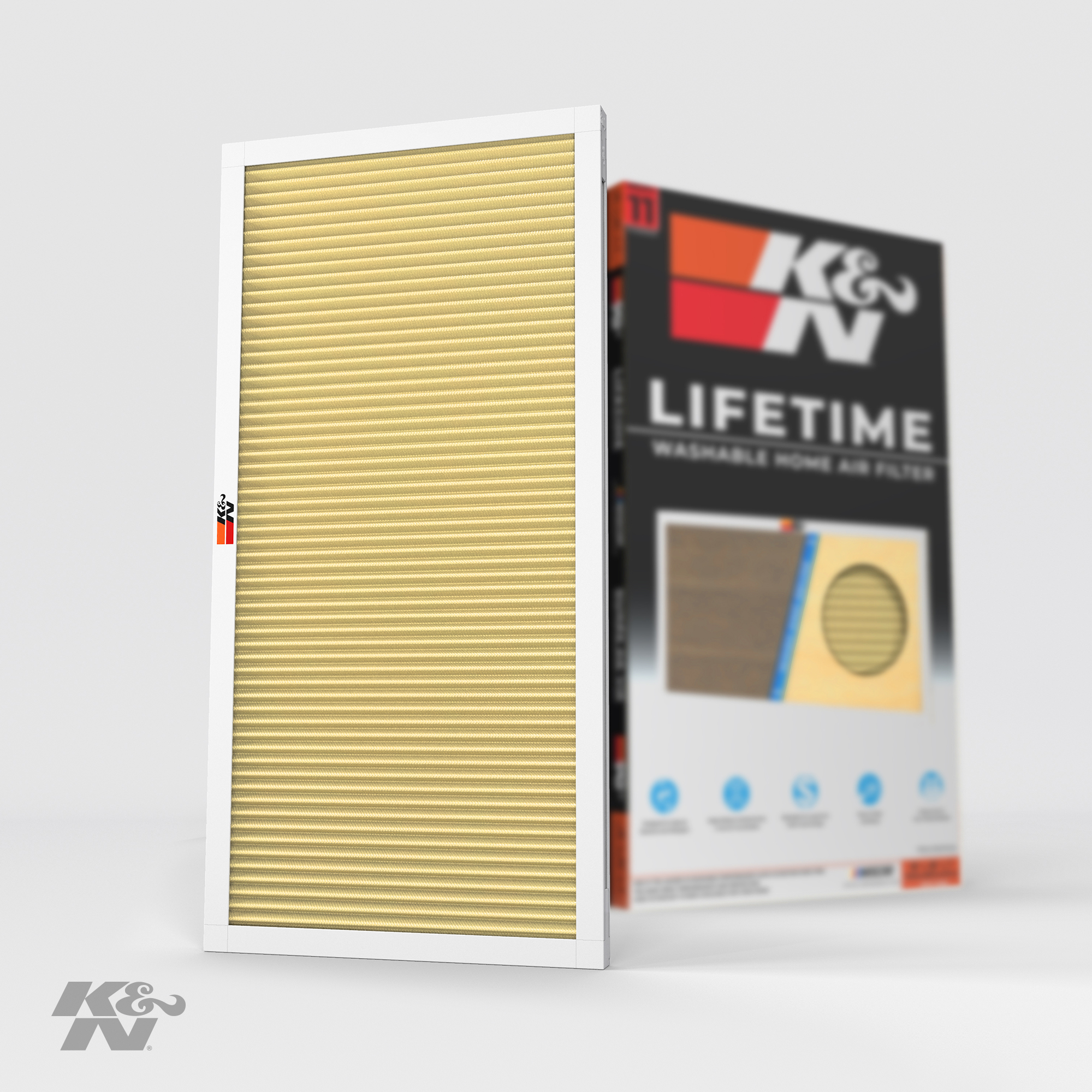 K&N 12x20x1 AC Furnace Air Filter; Lifetime Washable Reusable Filter; Merv 11; Filters Allergies