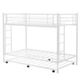 thumbnail image 3 of Twin Over Twin Bunk Bed with Trundle, Metal Twin Bed with Safety Guard Rail and Ladders, Space-Saving Design Sleeping Bedroom Bunk Bed for Young Teens and Adults, Easy Assembly, K3862, 3 of 9