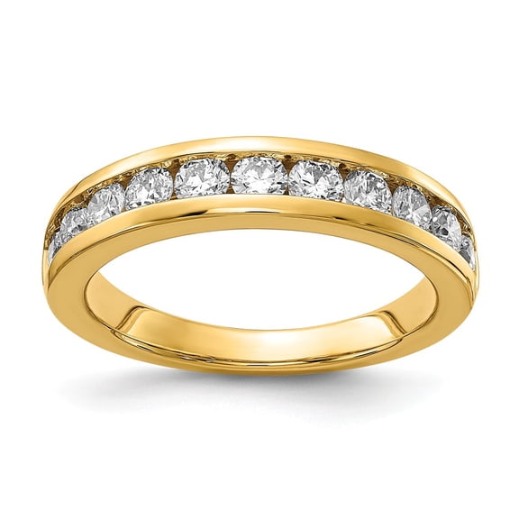 14K Yellow Gold Diamond, Lab Grown Round Ring Band