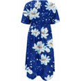 thumbnail image 4 of Robes de Printemps pour Femmes Décontractées Manches 3/4 Longue Robe Évasée Basique Plage Vacances Travail Maxi Robe 2025, 4 of 5
