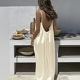 thumbnail image 2 of Hugcore Backless House Dress Backless Dresses for Women Casual Dress Spaghetti Strap 2026 Summer Dress Cami Lounge Dress Backless Beige, M, 2 of 6