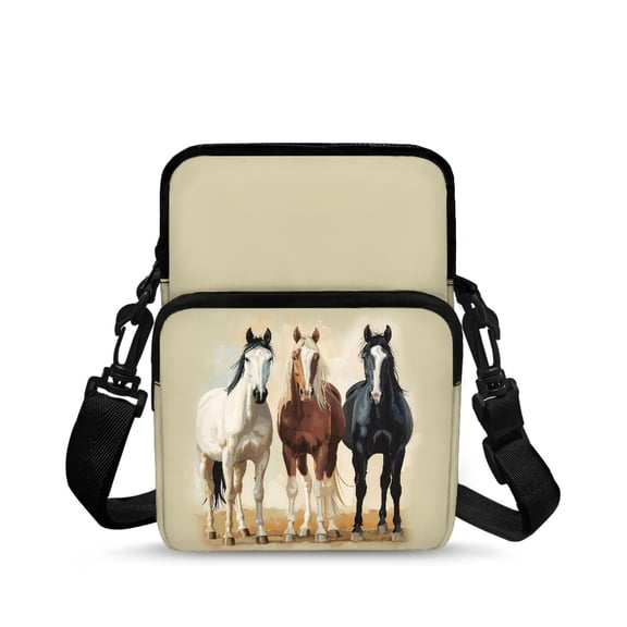 CHAQLIN Crossbody Bags Three Horses Pattern Lightweight Crossbody Purse for Travel, Polyester with Pockets Over Shoulder Purse