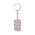 thumbnail image 2 of Uemuo Strawberries Pattern Rectangular Metal Keychain - Durable, Stylish, and Personalized Key Ring for Men and Women,Engraved Keychain,Gift Slim Sturdy Keychain, 2 of 7