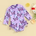 thumbnail image 5 of Douhoow Baby Girl Flower Butterfly Swimsuit 6 12 18 24 Months 2T 3T Toddler Girls Rash Guard Swimwear One Piece Long Sleeve Zipper Beachwear, 5 of 9
