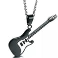thumbnail image 3 of Silver/Gold/Black Stainless Steel Guitar Pendant Mens Music Lover Chain Necklace, 3 of 9