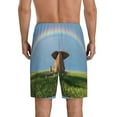 thumbnail image 3 of Bixox Men's Elephant Dog Sitting Under The Rainbow printed lightweight casual shorts, soft sleep shorts with pockets., 3 of 7