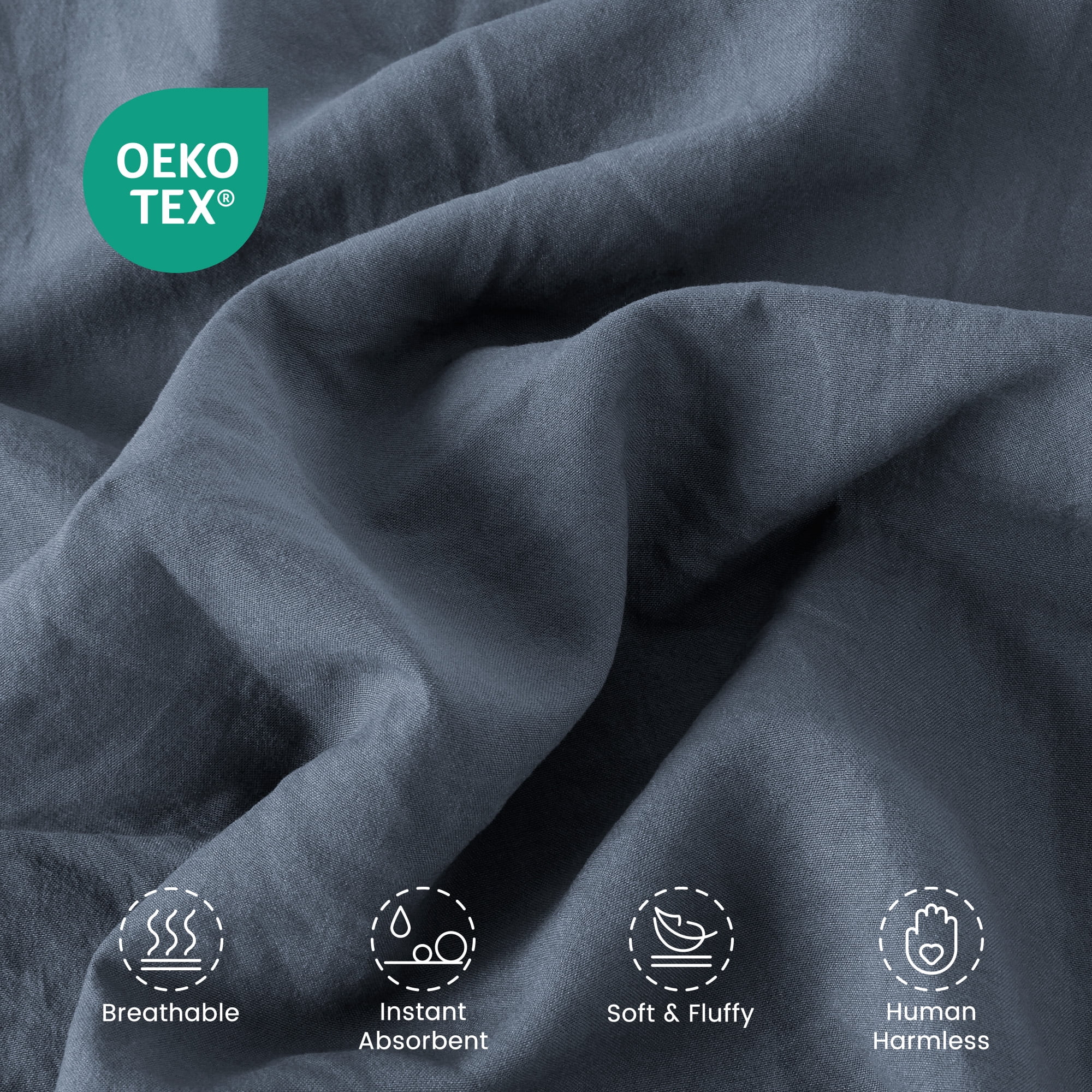 Sleep Zone Duvet Cover Twin/Twin Xl Size, Stone Washed, Soft and Comfortable with Natural Wrinkles, Easy Care, Gift-Wrapped, Safe and Skin-Friendly(Flint Stone Blue, Twin/Twin Xl)