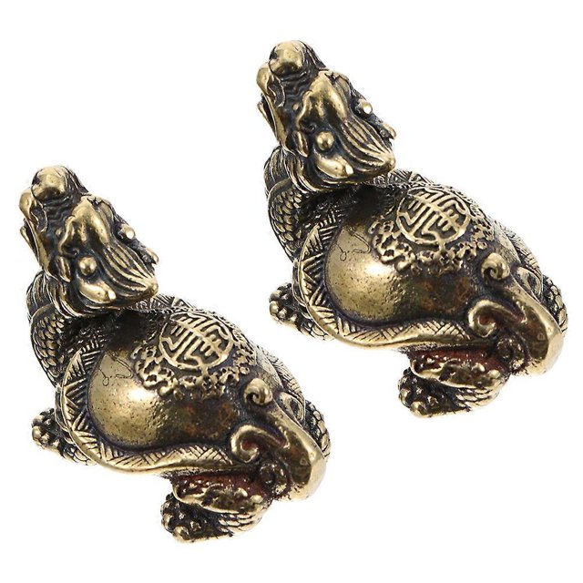 2 Pcs Vintage Jewelry Dragon Turtle Charms Turtle Statue Dragon Tortoise Miniature Money Animal Statue Wealth Statue