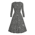 thumbnail image 3 of Offre à Durée Limitée Iumwxz Robe à Col en V à Manches Longues pour Femmes Tunique Robe de Performance Robe à Imprimé Brillant Robes Longues pour Femmes Robe Ample et Fluide pour la Rue, 3 of 3