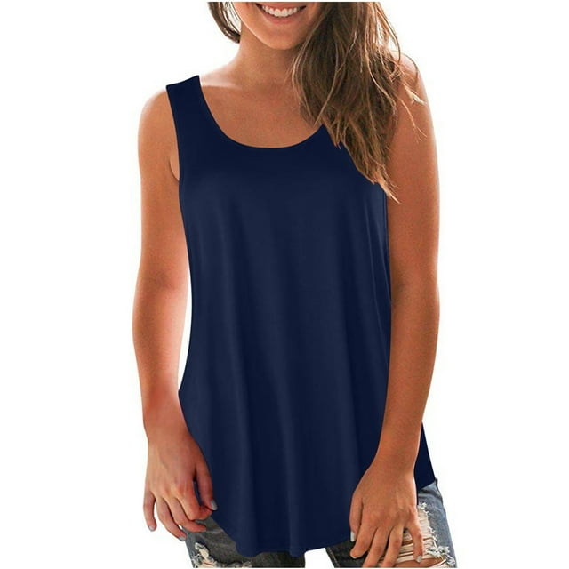 T-shirts pour Femmes Mode Mode pour Femmes Débardeur Uni Col Rond Ample Sans Manches T-Shirt Chandail Hauts Nouvelle Commande T-Shirt Manches 1/2 Hauts pour Femmes