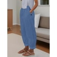thumbnail image 5 of Minimalist Solid Versatile Pants, Casual Wide Leg Elastic Waist Summer Pants, Women's Clothing, 5 of 17