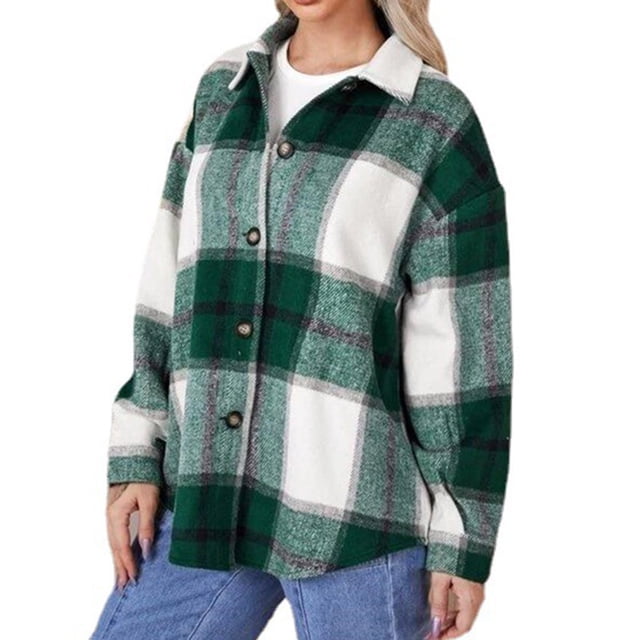 Puntoco, camiseta de manga larga a la moda para mujer, ropa de abrigo holgada con frente abierto de otoño, blusa a cuadros, abrigo, Tops, liquidación Puntoco Puntoco-5532