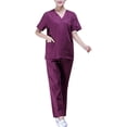 thumbnail image 1 of Hauts et Pantalons de Gommage Col en V Manches Courtes Uniforme Médical Robe Chirurgicale, 1 of 6