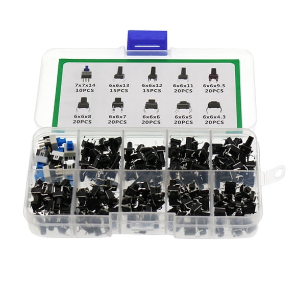 Inteprter Interruptor de botón pulsador de 180 piezas, microinterruptores táctiles, accesorios eléctricos táctiles, cobre duradero para Electrónica miscelánea