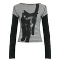 thumbnail image 6 of Telankuip Y2k Loose Fit Pullover Tshirts Crew Neck Long Sleeve Two Piece Harajuku Printed Punk Tees Casual Soft Comfortable Rock Emo Grunge Fall Going out Tops Grey M, 6 of 6