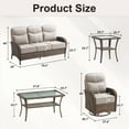 thumbnail image 4 of POCASSY 5 Pieces Patio Furniture Set with 6-inch Thick Cushion, Brown Wicker High Back Outdoor Couch and Swivel Glider Patio Chairs, Sectional Patio Set Ideal for Front Porch Backyard , Beige Cushion, 4 of 14