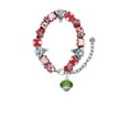 thumbnail image 2 of Green Faceted Glass Spinner Red Christmas Bead Bracelet, 2 of 4
