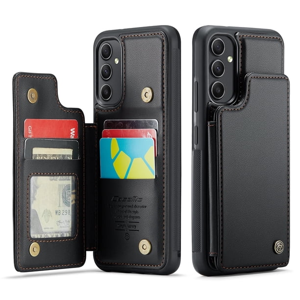 Funda para Samsung Galaxy A54 5G con tarjetero, funda tipo cartera para hombre y mujer con bloqueo RFID, funda de piel resistente con cierre magnético y función atril, a prueba de golpes