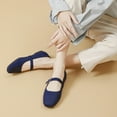 thumbnail image 4 of Ruiatoo Women's Ballet Flats Square Toe Knit Comfortable Slip On Mary Jane with Ankle Strap Casual, Work Teacher Dressy Shoes Navy Blue 40, 4 of 5