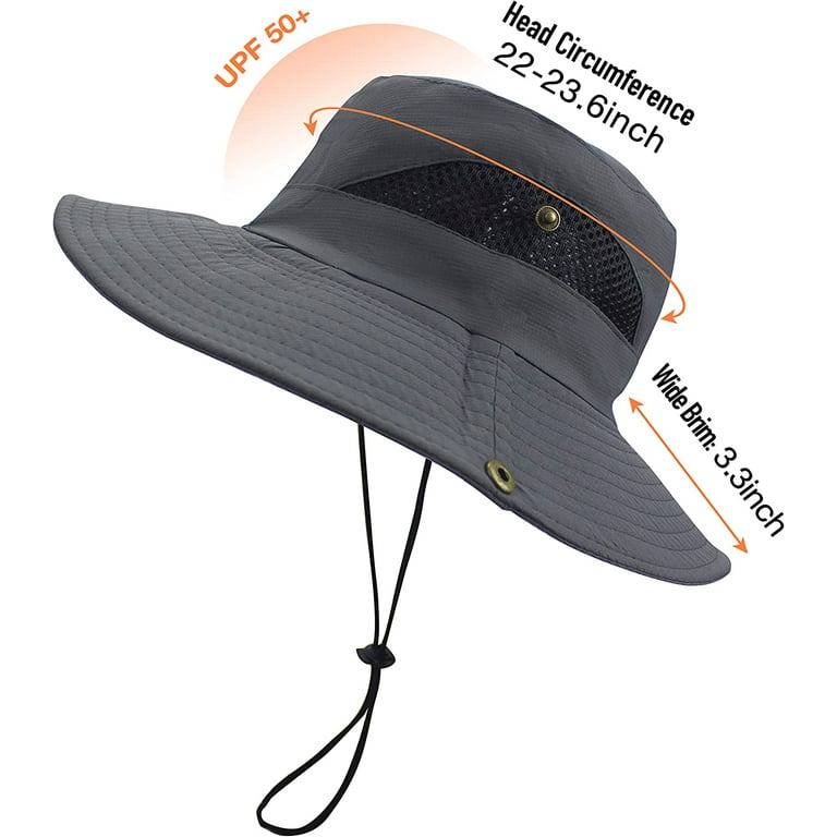 Koreshion Mens Sun Hat Outdoor UPF50+ Mesh Wide Brim Bucket  display picture 1