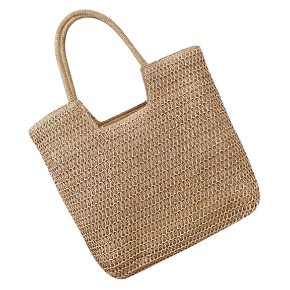PTOOTP Straw Beach Tote Bag for Women Large Capacity Handwoven Khaki 1Set