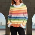 thumbnail image 7 of JTZGDY Fuzzy Trim Sweatshirts for Women Lightweight Casual Winter Warm Long Sleeve Striped/Color Block/Plaid/Floral Printed Crewneck Pullover Tops Loose Oversied Graphic T-Shirts Multicolor#01 S, 7 of 7