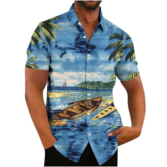 Big And Tall Mens Hawaiian Short Sleeve Shirts Summer Beach Holiday Vacation Tropical Tops Button Down Party Cruise Outfits Shirts