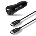 thumbnail image 1 of Cargador para Auto iSound con 2 puertos y Cable USB C negro, 1 of 3