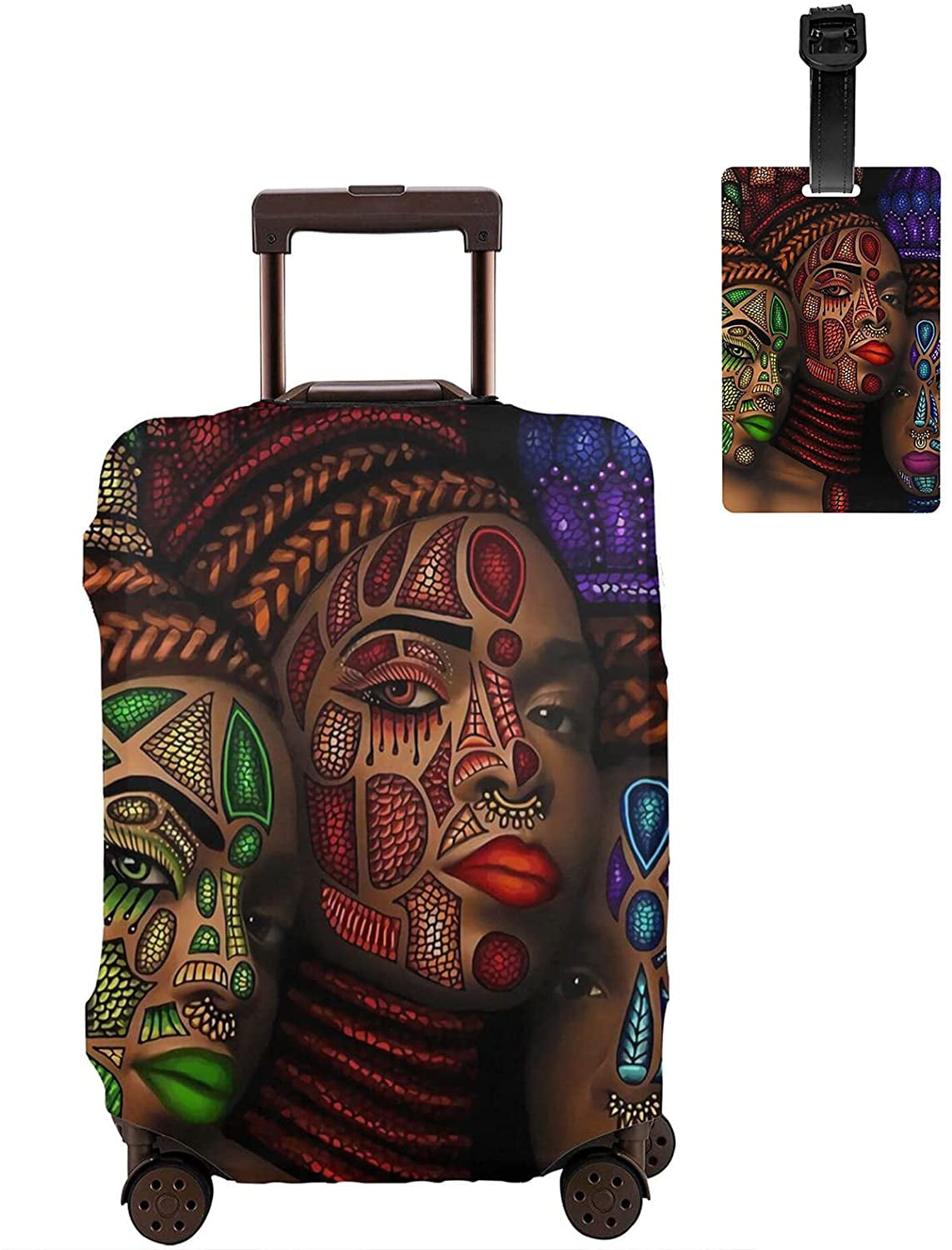 Travel Suitcase Protector African American Woman Elastic Protective Washable Luggage Cover With Concealed Zipper Suitable For 18-32 Inch African American Girl-01, 
