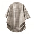 thumbnail image 4 of COSFO Plaid Mens Button Up Shirt Short Sleeve Summer Cotton Shirts Casual Collared with Pocket Loose Fit Tops, 4 of 9