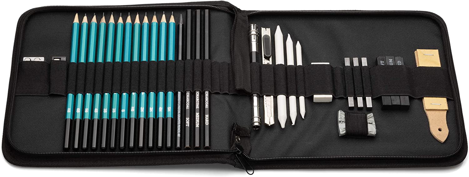 24Pcs Sketch Pencils case Charcoal Extender Pencil shade Cutter Drawing  Bag_US