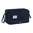 thumbnail image 3 of Bolsa de maquillaje grande, bolsa de artículos de tocador portátil, cierre de cremallera, organizador de brochas de maquillaje, bolsa de cosméticos de Negro, 3 of 8