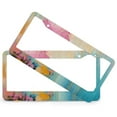 thumbnail image 2 of License Plate Cover Blue Turquoise Magenta And Yellow Abstract Painting Personalized License Plate Frame 2 PCS Gray Abstract with White Flowers And Leaves Quality Aluminum License Plate Frame, 2 of 6