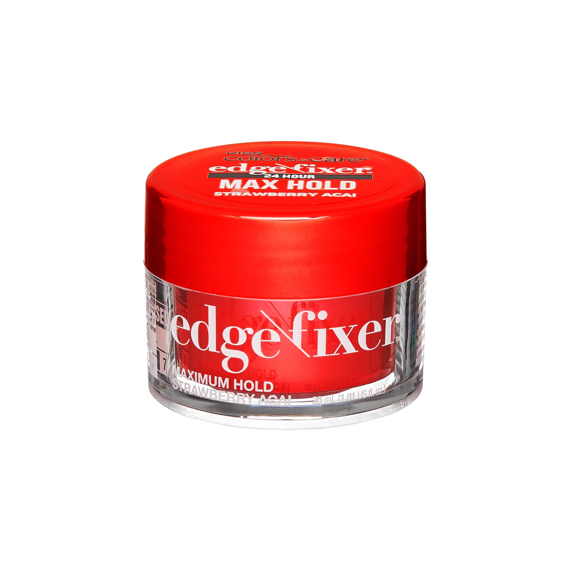 (3 pack) Kiss Colors & Care Maximum Hold Edge Fixer Hair Styling Gel, Strawberry Acai, 1.01 fl oz