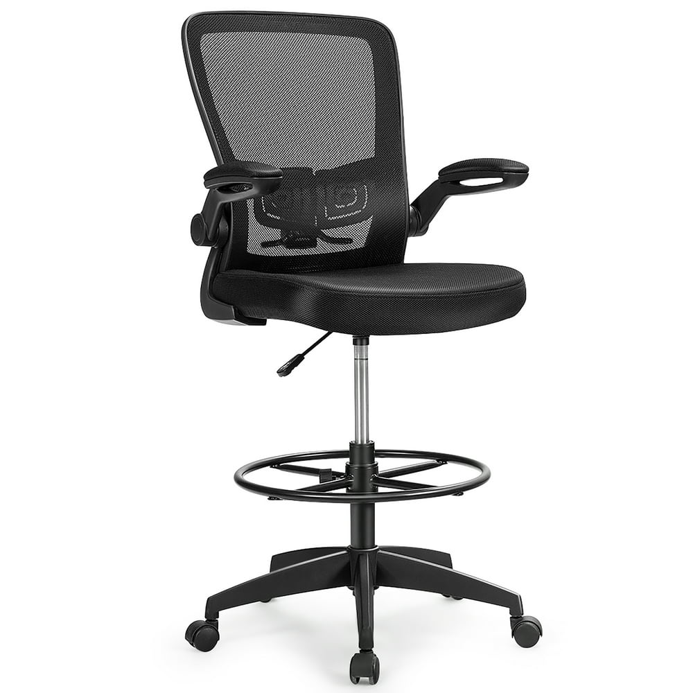 Costway Tall Office Chair Adjustable Height w/Lumbar Support Flip Up