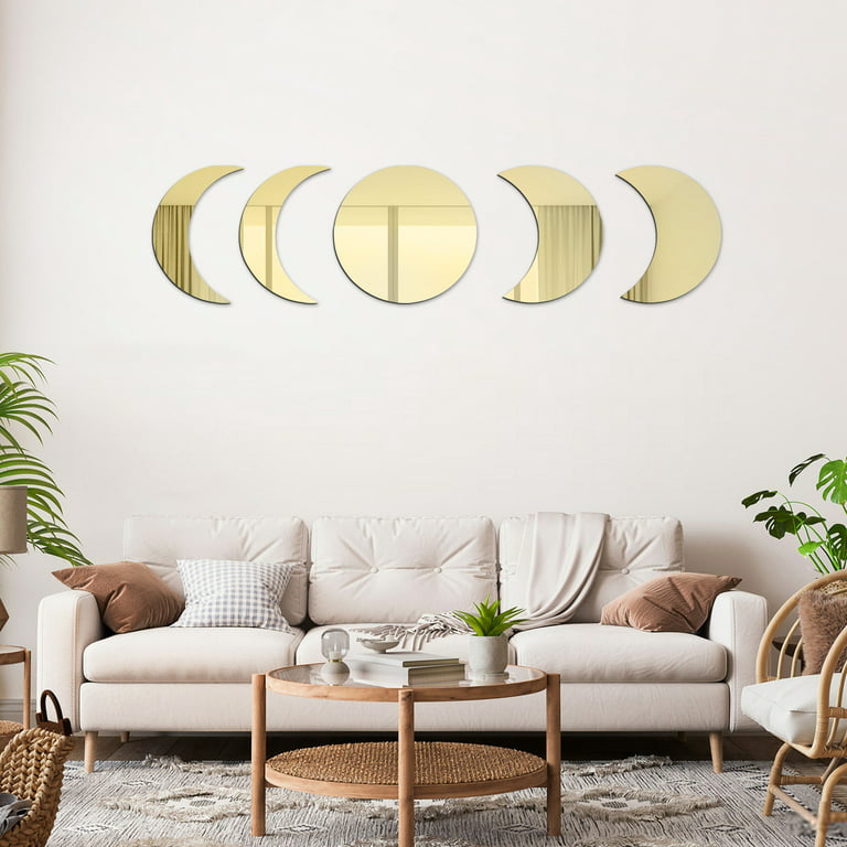 Moon Phase Wall Decor Moon Phase Mirror, Mirrors for Wall Decor Living  Room, New Design, Moon Decor, 7 Pcs, 2 Layers Christmas Gift 