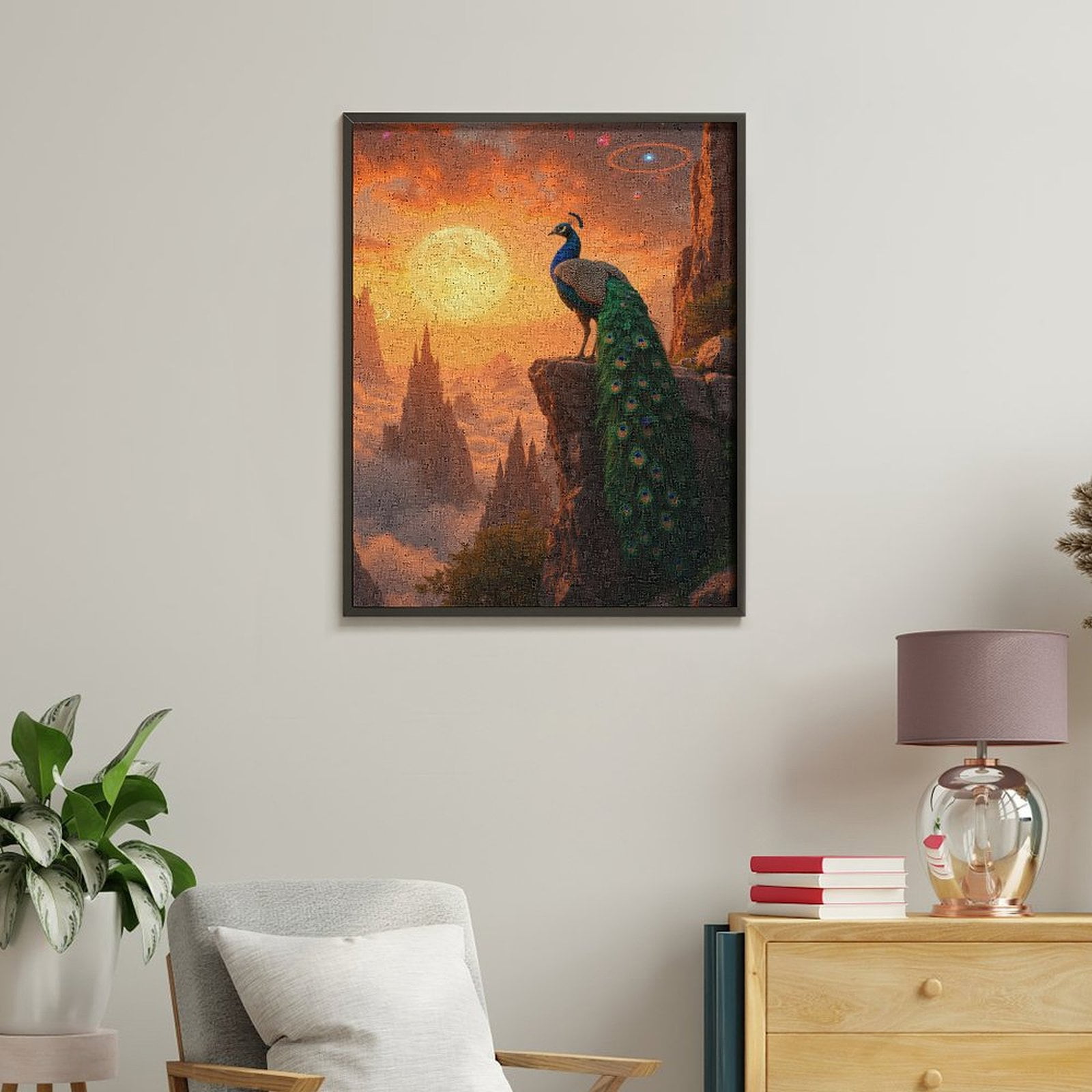 Paint by Numbers Kit for Adults, Peacock At Sunset Cliff Visions Paint by Numbers, Easy Paint by Numbers Kit for Adults Beginner, DIY Adult Paint by Number Kits on Canvas, Home Decor